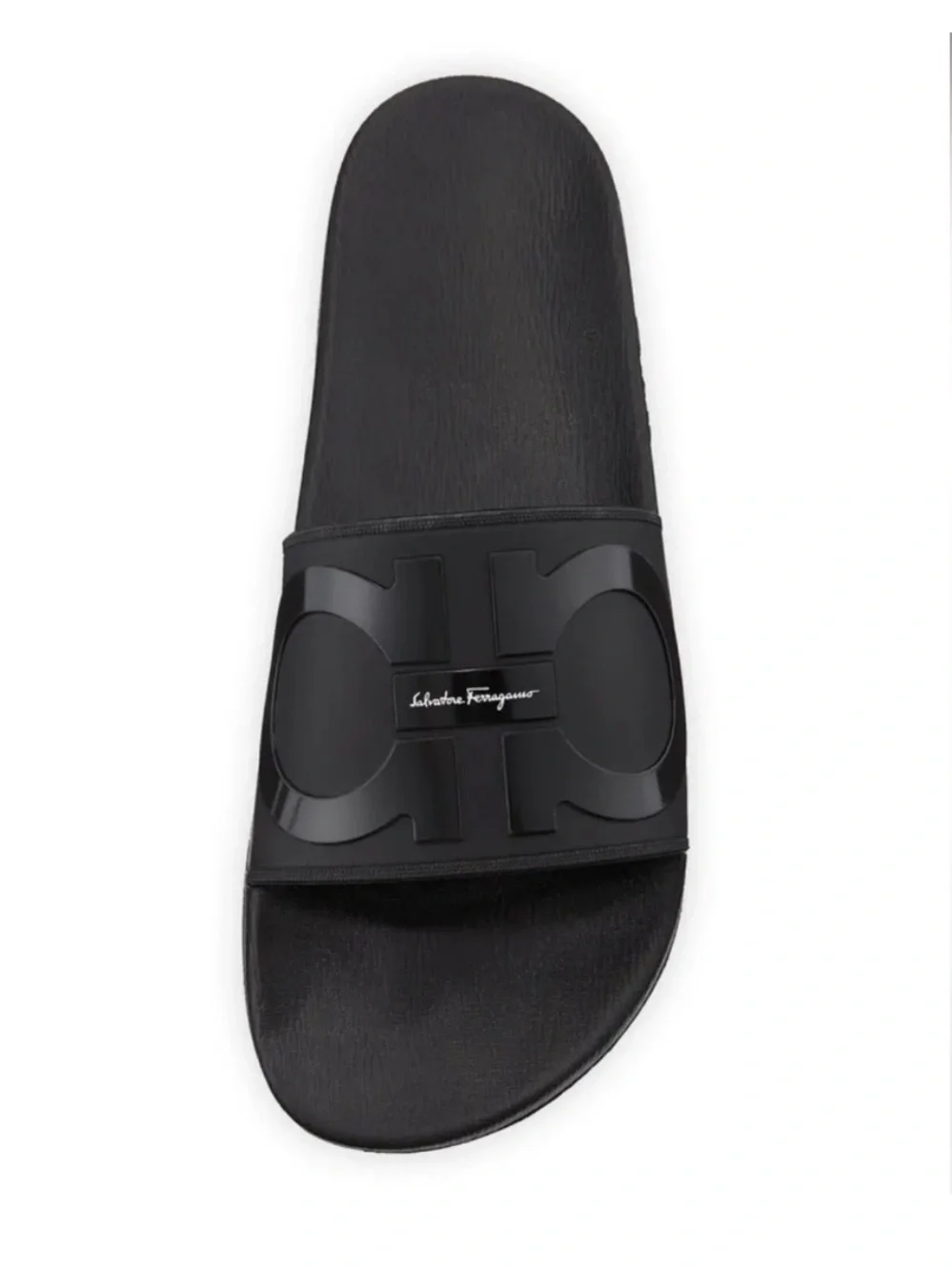 Salvatore Ferragamo Groove 2 Slide Sandals Black Gancini Logo NWT Men’s Size 7